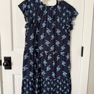 Treasure & Bond Midnight Blue Dress with Floral Accents